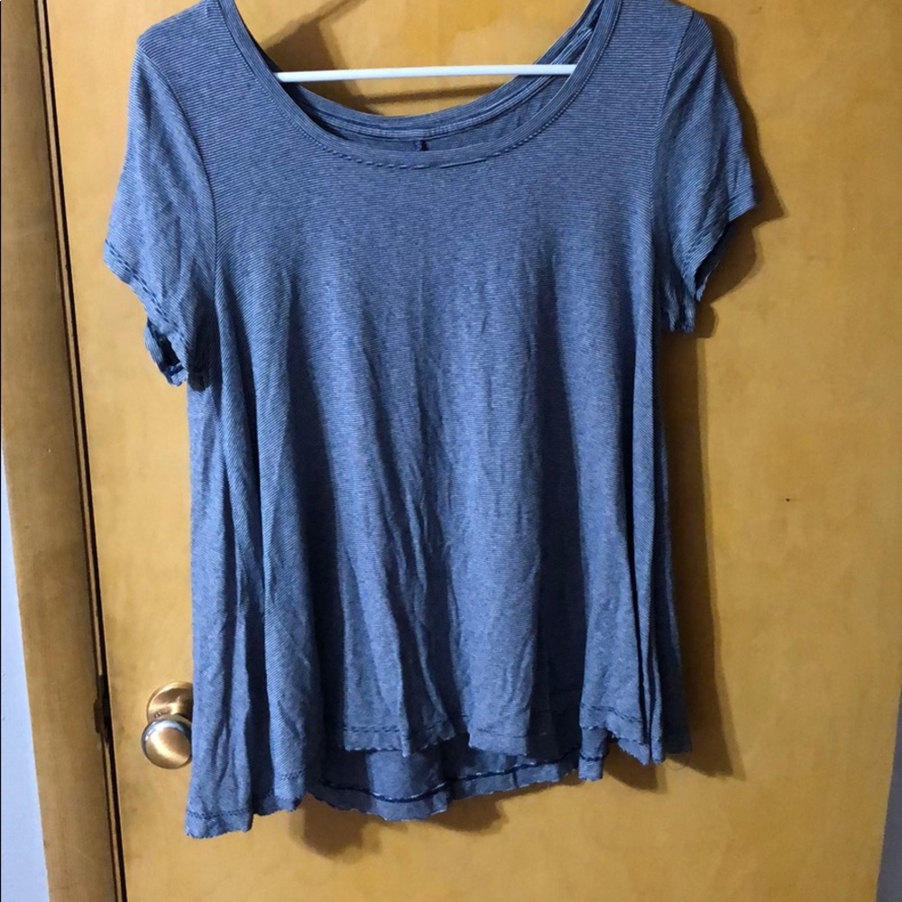Blue and white striped top